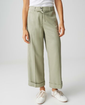 OPUS MEERI BLOOM Relaxed City Pants aus Lyocell Cotton Mixpale olive