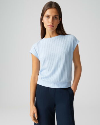 OPUS Jerseyshirt mit semitransparenter Rippenstruktur Regular Fit