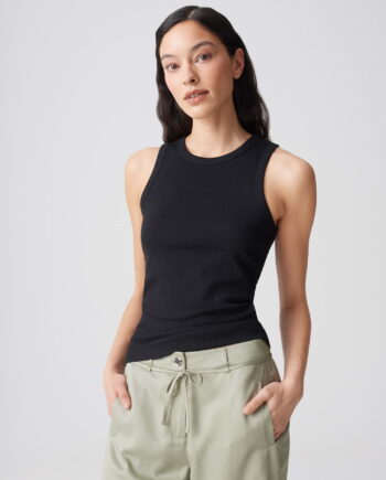 OPUS ILESSO Slim Geripptes Tanktop aus BCI Cotton Mix