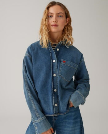 OPUS Weiches Jeanshemd mit Herzstickerei Regular Fit
