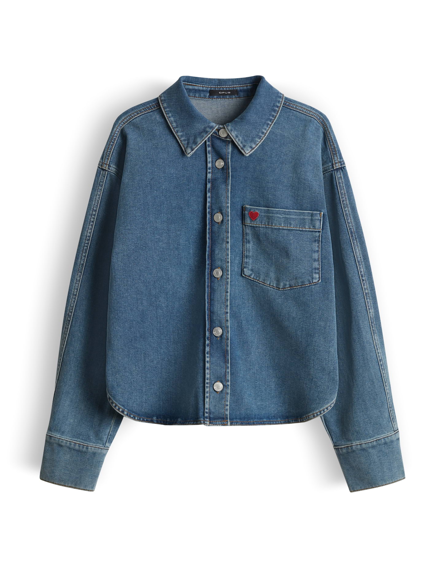 OPUS Weiches Jeanshemd mit Herzstickerei Regular Fit
