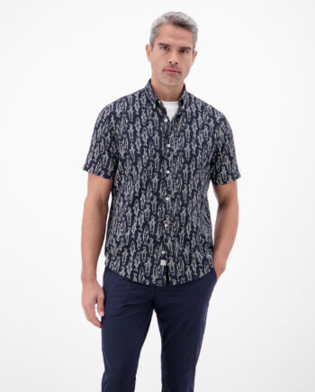 LERROS Kurzarmhemd mit marinem All-over-Print