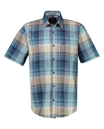 LERROS Kariertes Kurzarmhemd aus Baumwolle und Leinen