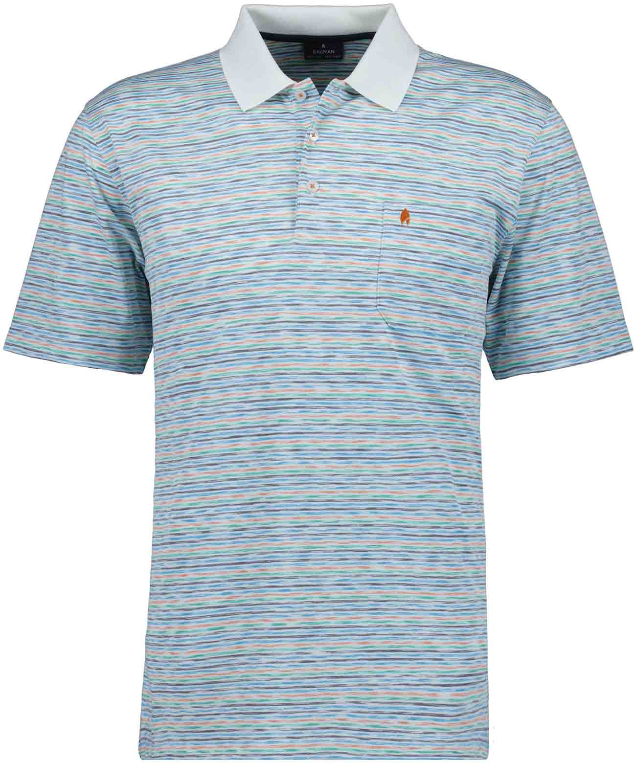 RAGMAN Softknit-Polo gestreift, kurzarm