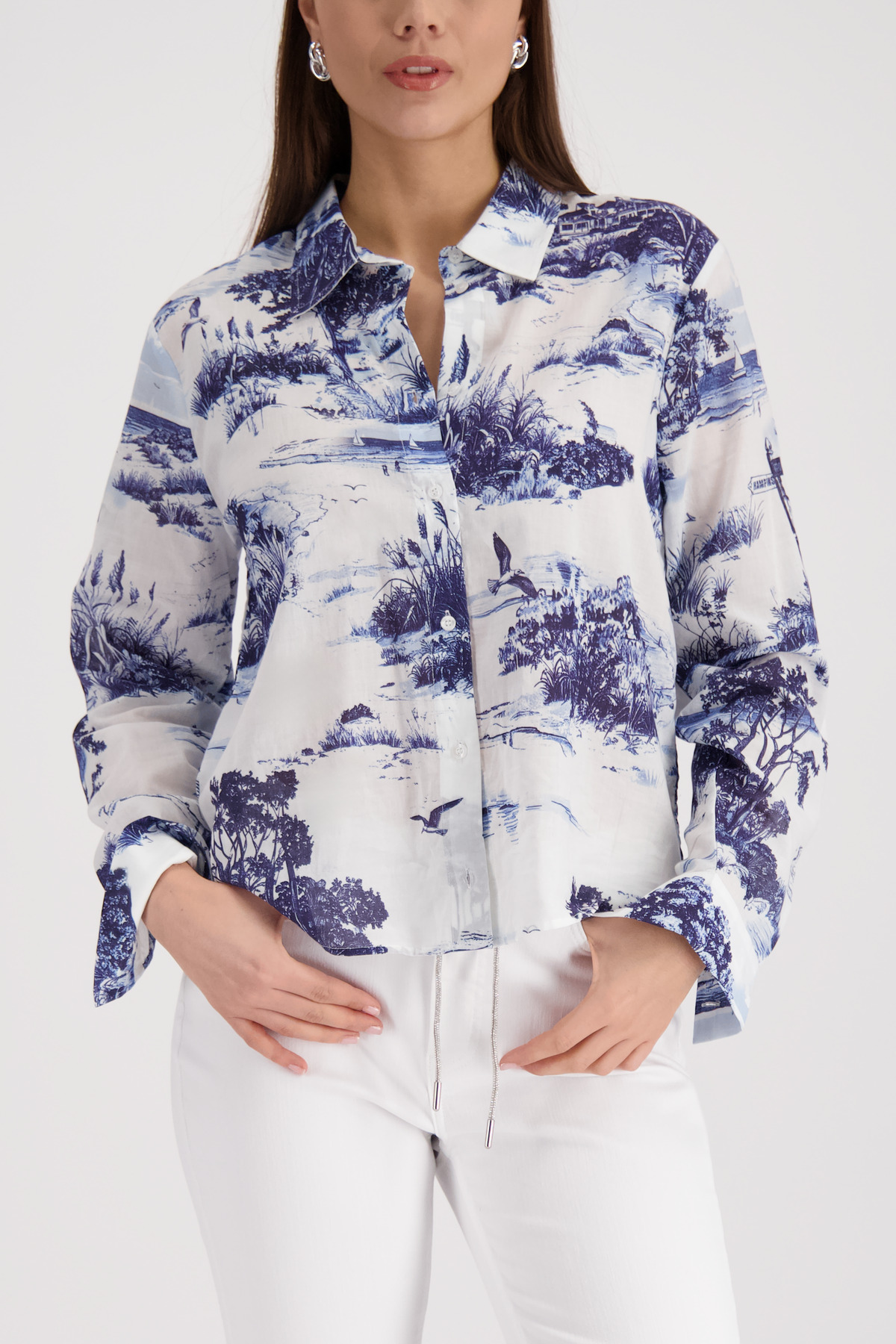 Monari Bluse, marine gemustert