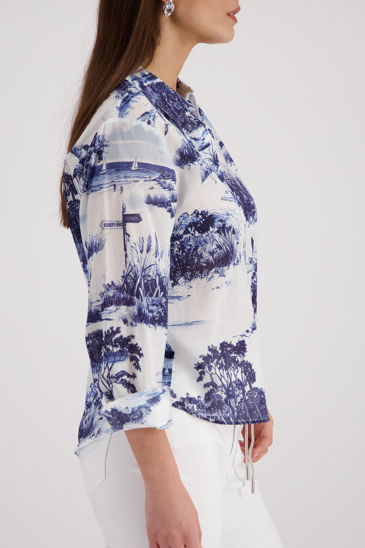 Monari Bluse, marine gemustert