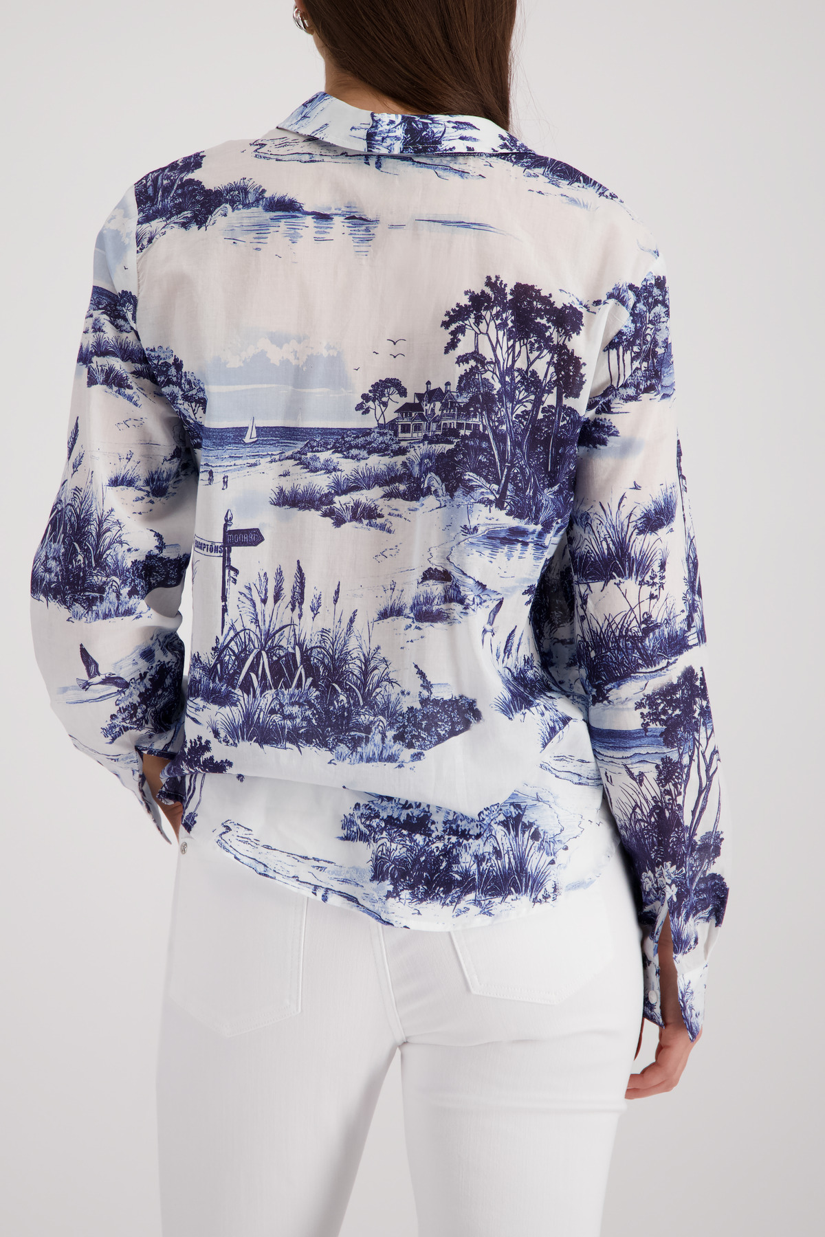 Monari Bluse, marine gemustert