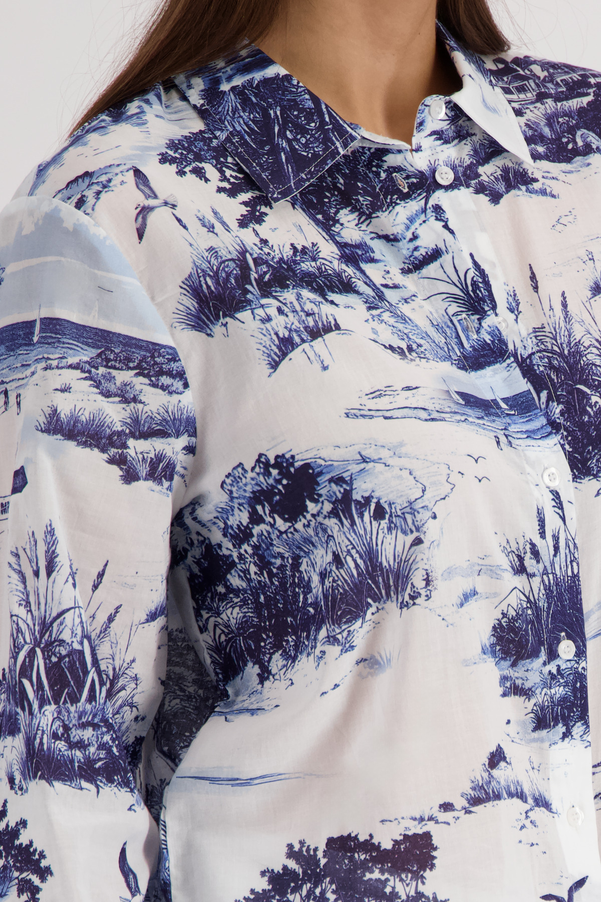 Monari Bluse, marine gemustert