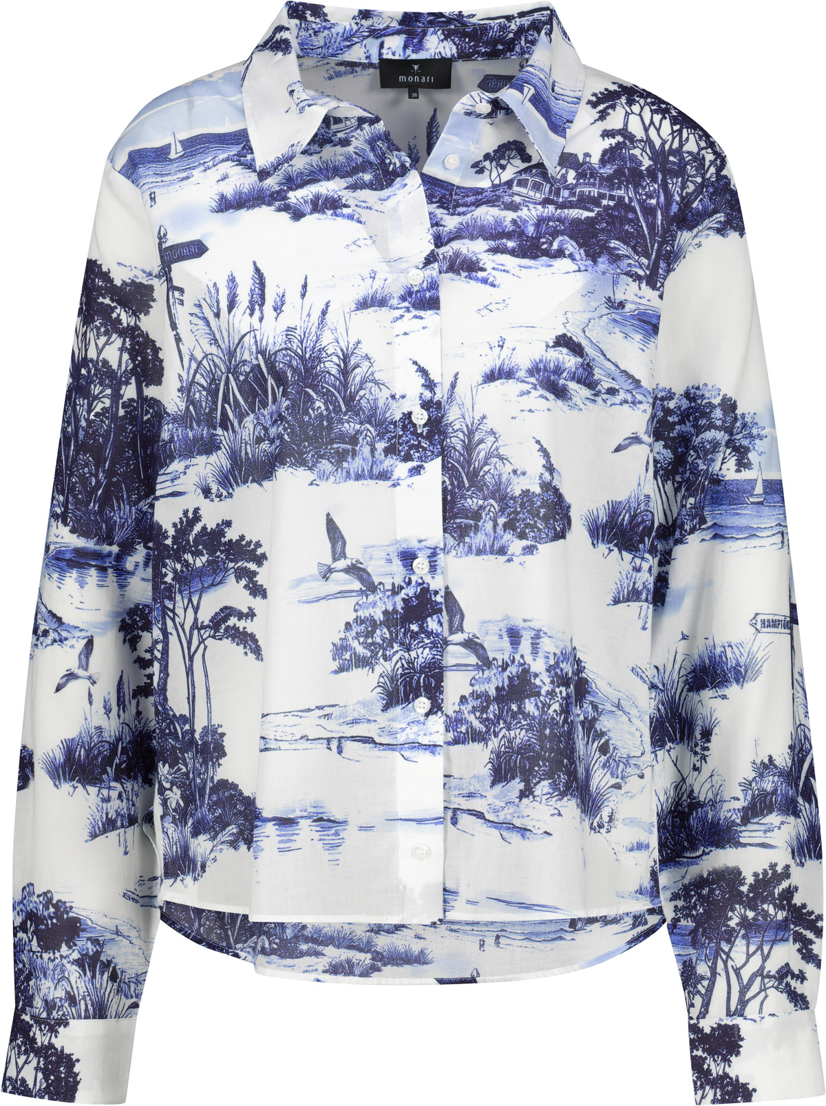 Monari Bluse, marine gemustert