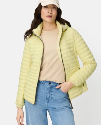 Camel Women Gefütterte Jacke mit abnehmbarer Kapuze