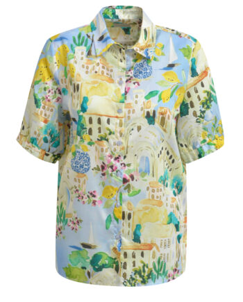 Milano Italy Regular Fit Bluse im Allover-Look in hellblau