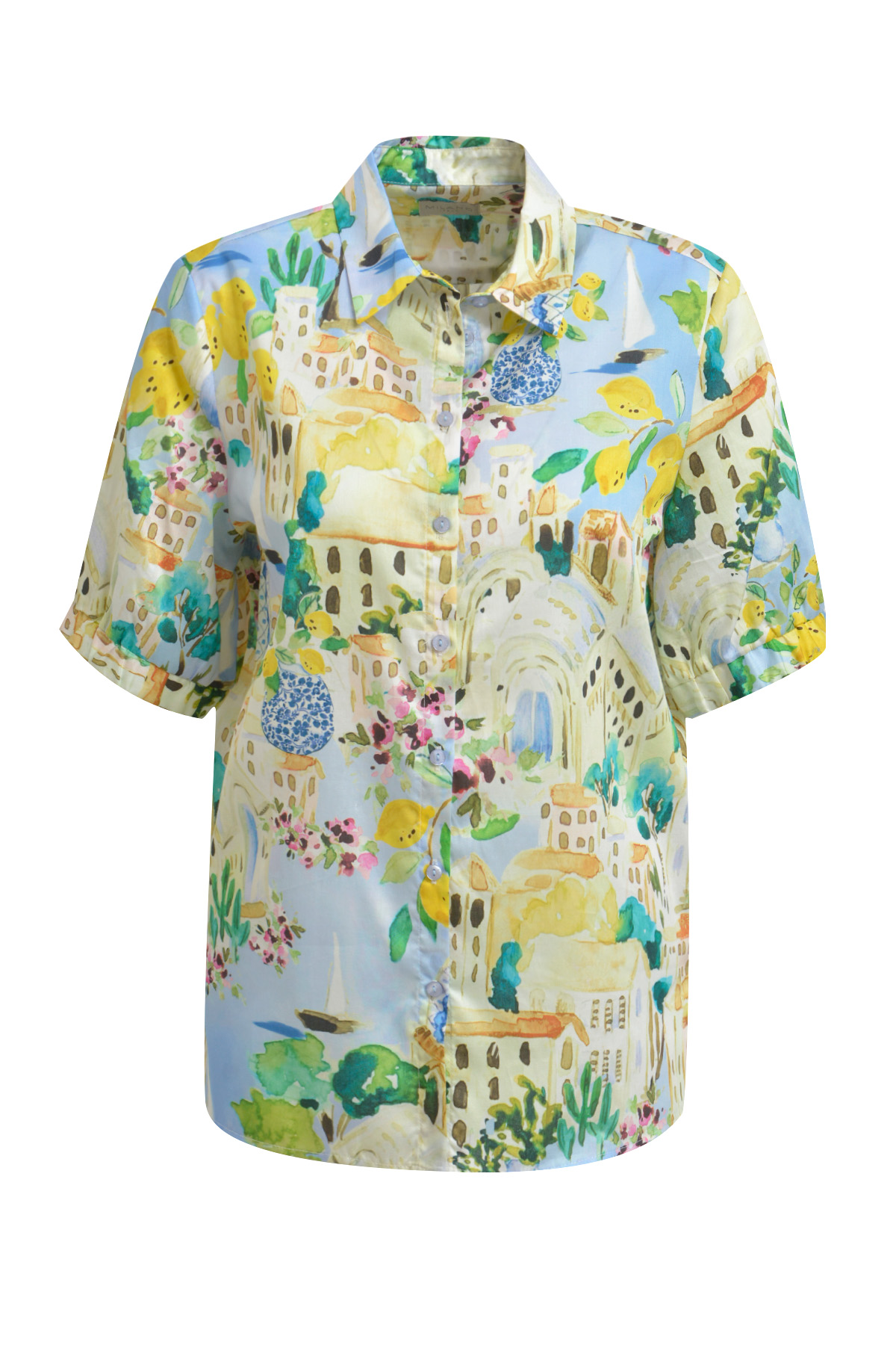 Milano Italy Regular Fit Bluse im Allover-Look in hellblau