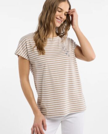 Elbsand
              
                Selma T-Shirt regular fit, Camel_Bright White_stripe