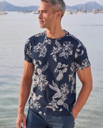 LERROS T-Shirt mit O-Neck und floralem All-over-Print
