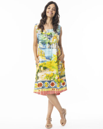 Orientique Naturally Rayon Schichtkleid im AMALFI-Print