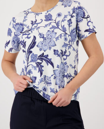 Monari T-Shirt, marine gemustert