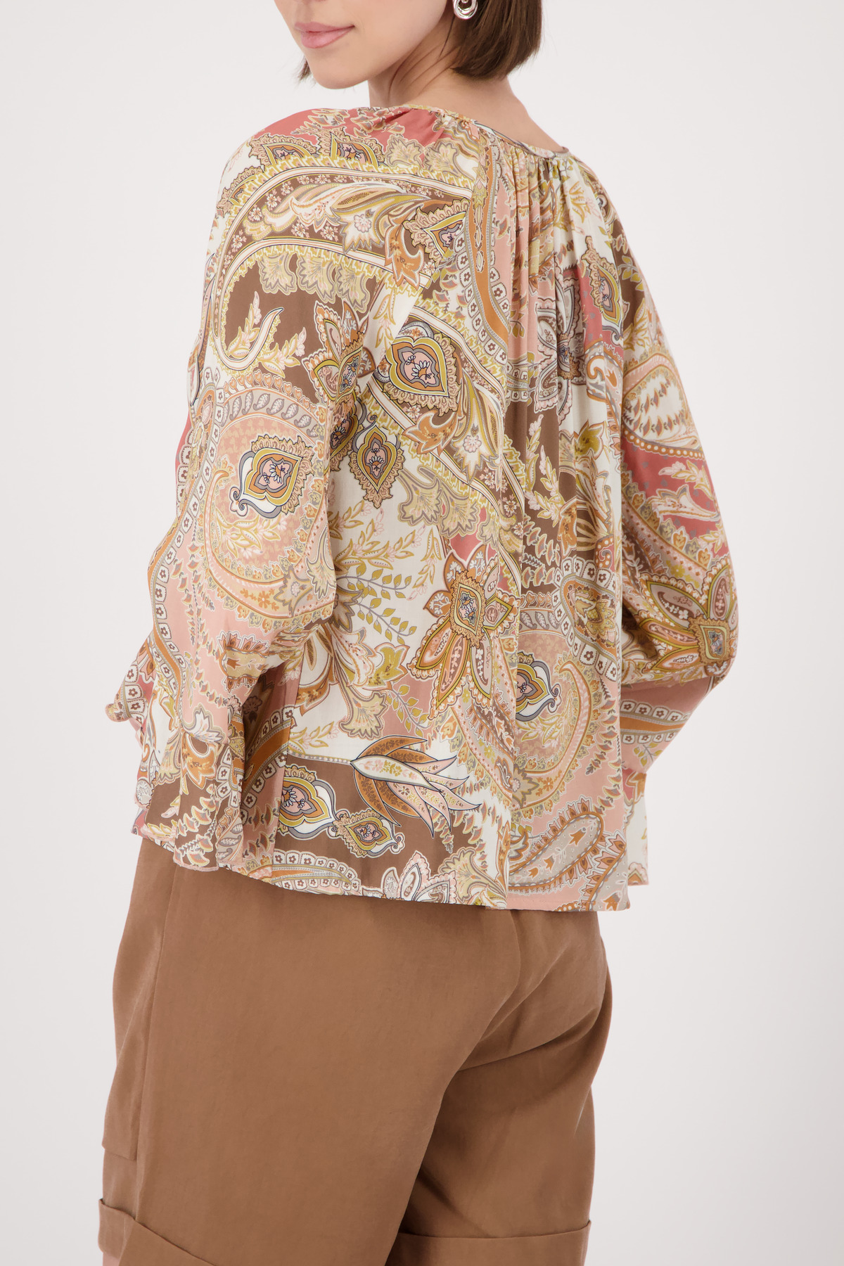 Monari Bluse, mocca gemustert