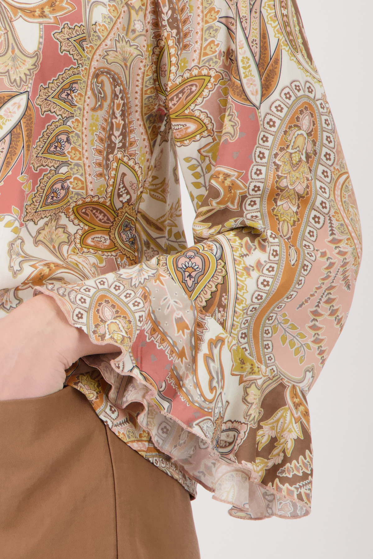Monari Bluse, mocca gemustert