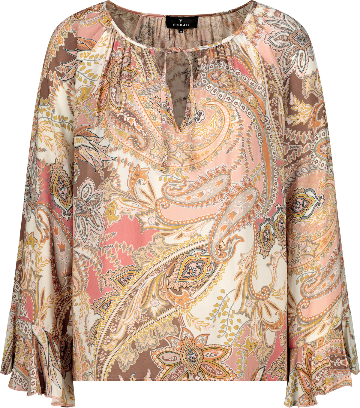 Monari Bluse, mocca gemustert