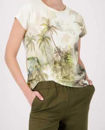 Monari T-Shirt, olive gemustert