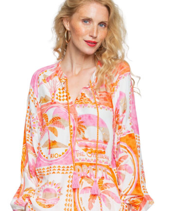 Emily van den Bergh Damen Shirtbluse - orange pink beach