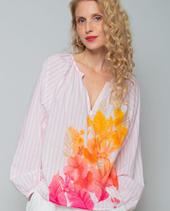 Emily van den Bergh Bluse Stripe Flower - rose stripe