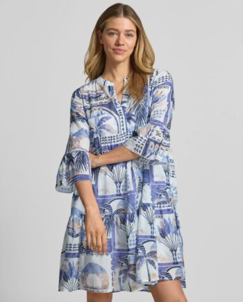 Emily Van den Bergh Tunikakleid im Allover-Look mit V-Ausschnitt in bleu