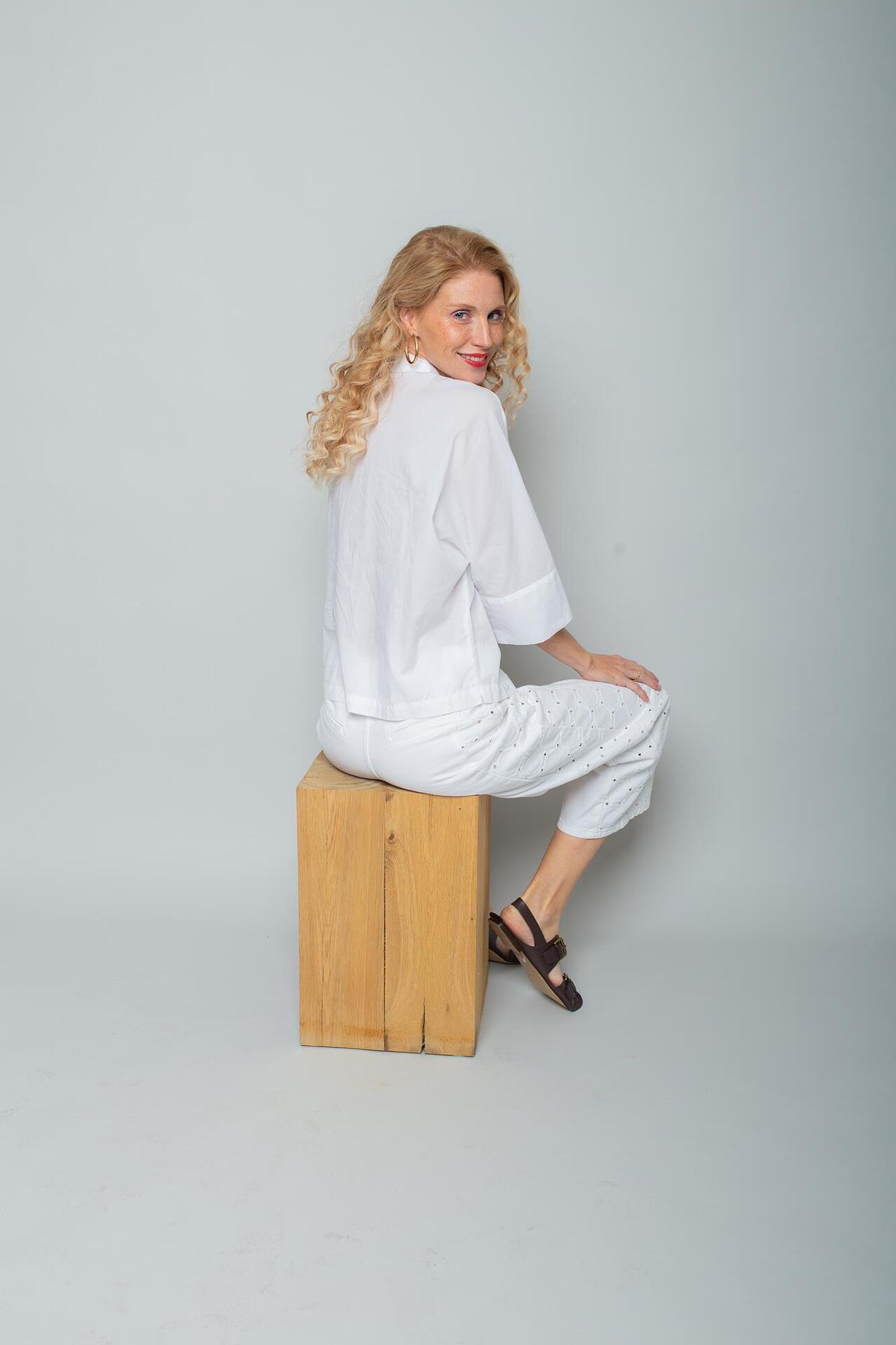 Emily Van den Bergh Boxy Fit Bluse mit 3/4-Arm in sand