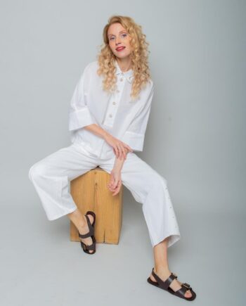 Emily Van den Bergh Boxy Fit Bluse mit 3/4-Arm in sand