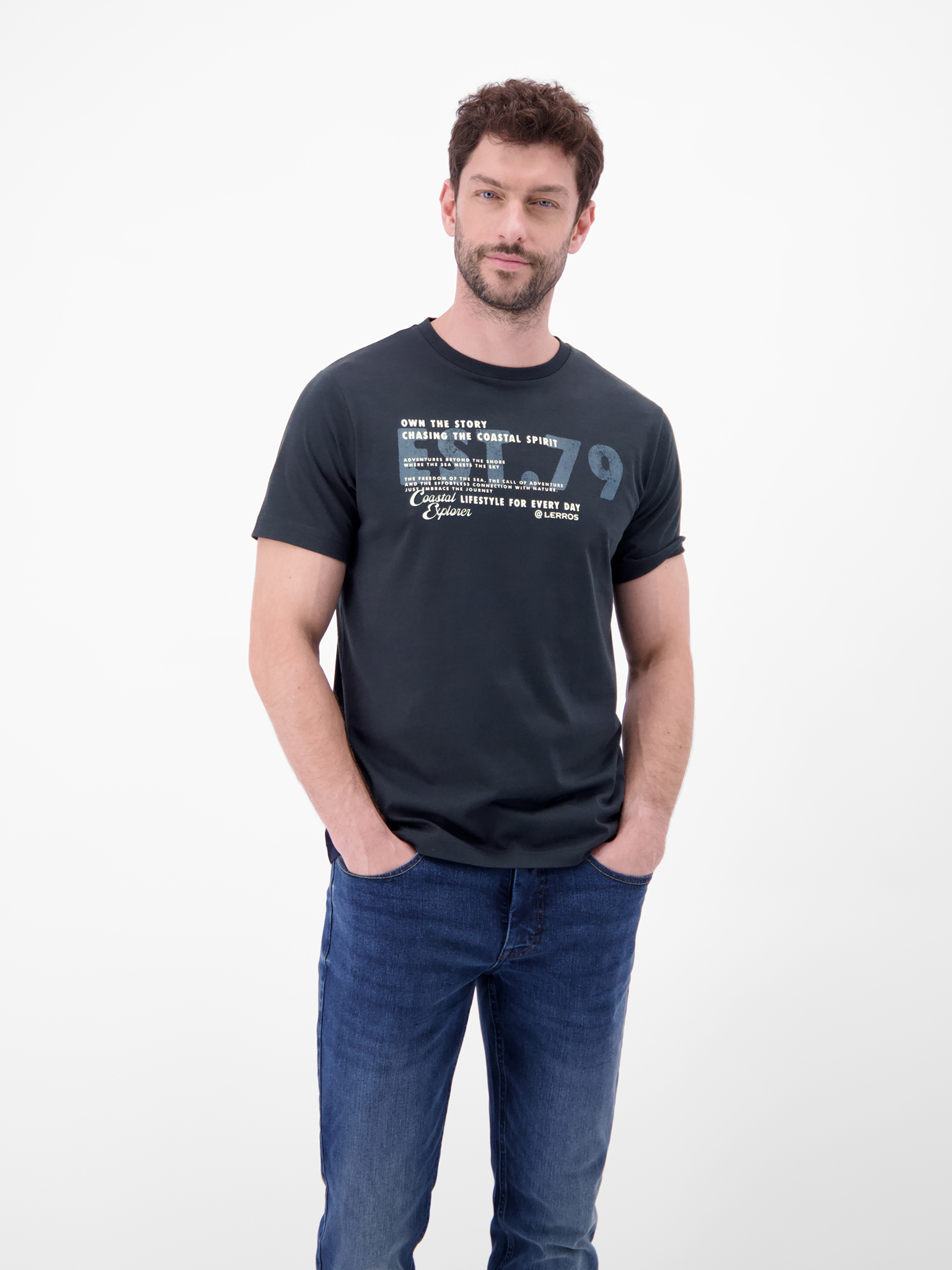 LERROS T-Shirt aus Baumwolle mit Brustprint