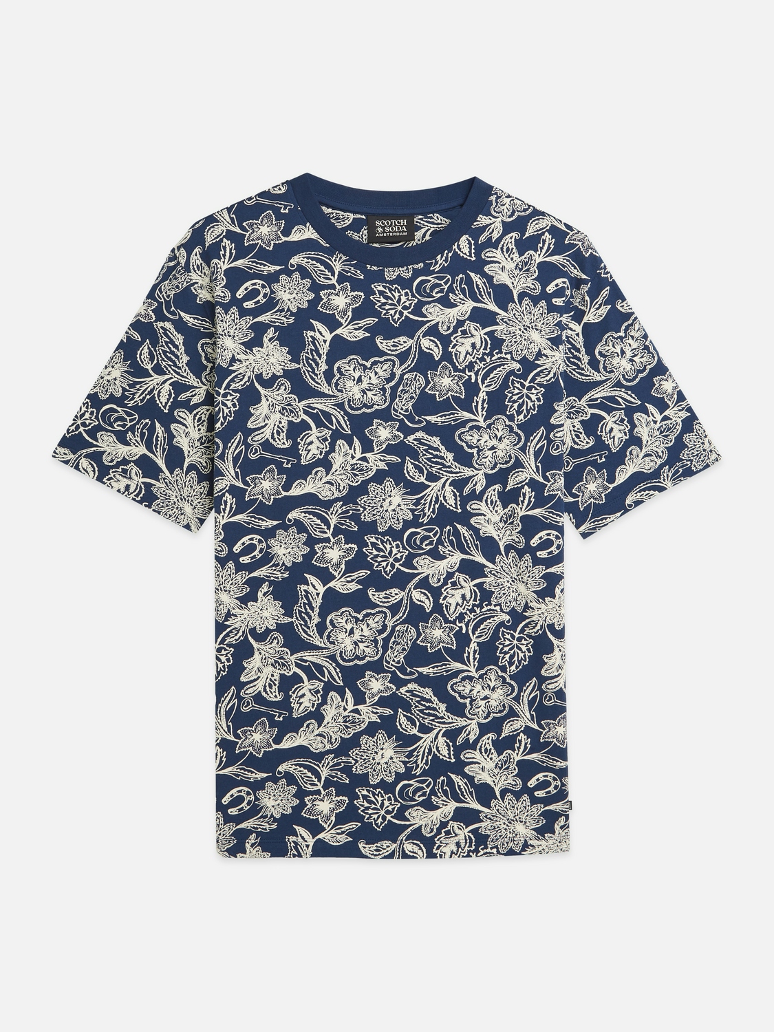 Scotch & Soda T-Shirt mit Print und Regular Fit, Marineblau
