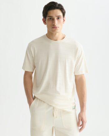 Scotch & Soda T-Shirt aus strukturiertem Jacquard in Relaxed Fit, HELLBEIGE