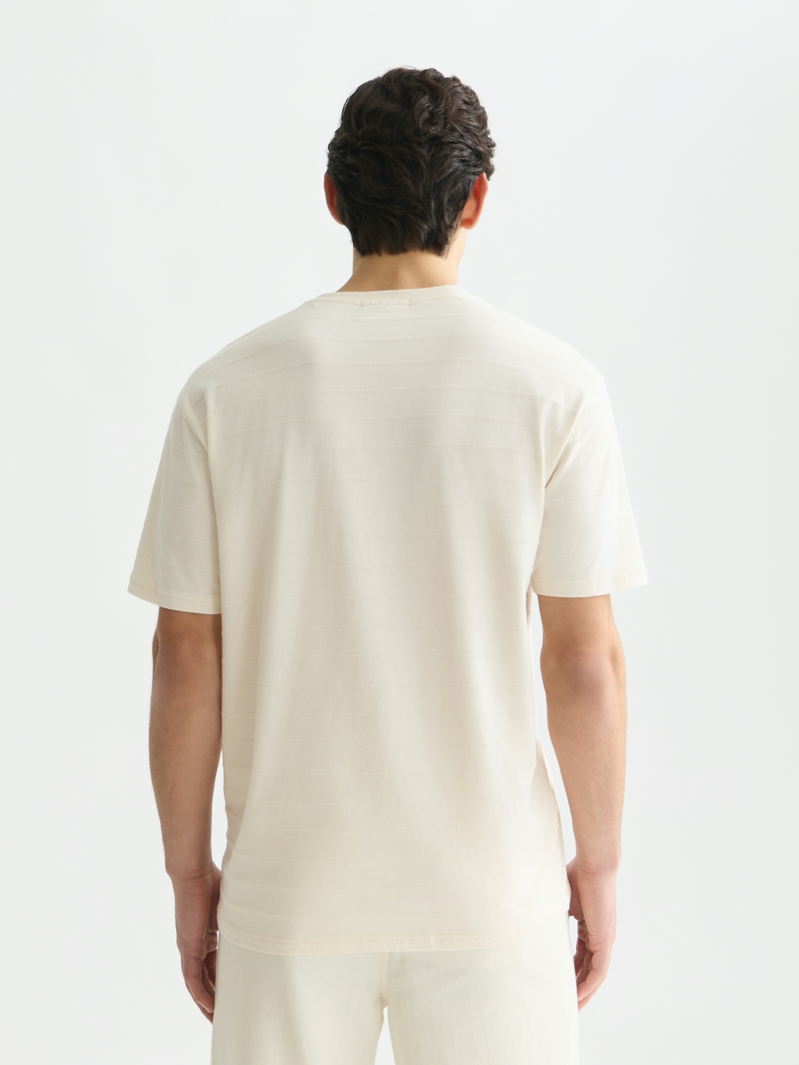 Scotch & Soda T-Shirt aus strukturiertem Jacquard in Relaxed Fit, HELLBEIGE