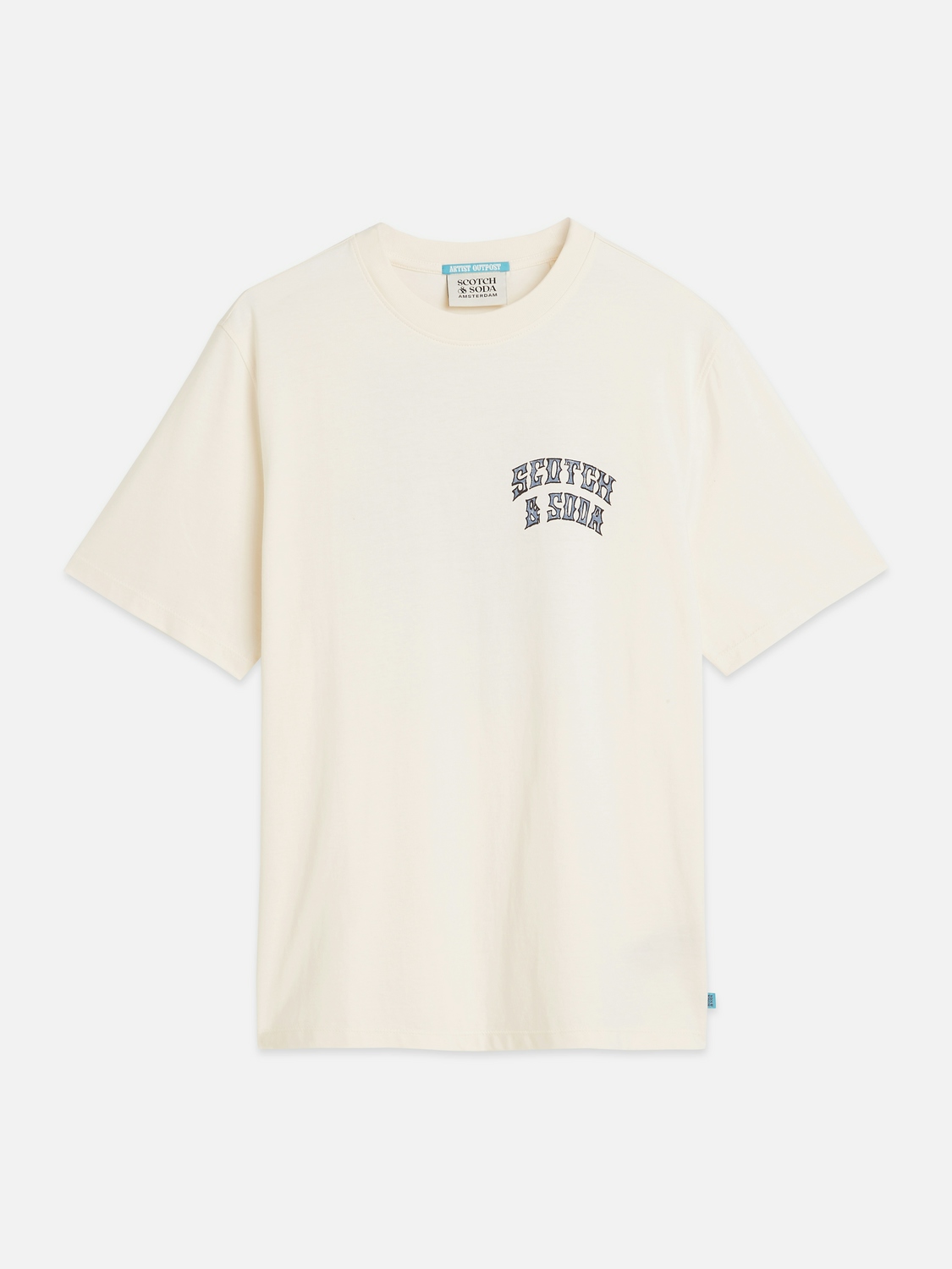 Scotch & Soda T-Shirt mit Grafik auf Vorder- und Rückseite, Regular Fit, Hellbeige