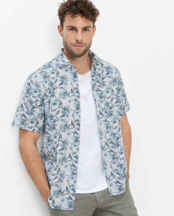 BRAX Blätterprint Hemd im Baumwoll-Leinenmix Style Hardy