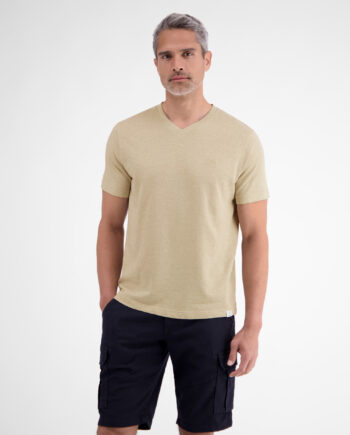 LERROS T-Shirt aus Baumwoll-Leinen-Mix in moderner 2-Tone-Optik