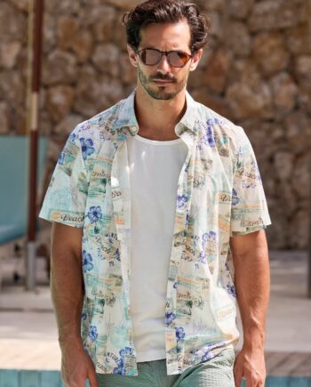 LERROS Sommerliches Kurzarmhemd mit All-over-Print im Hawaii-Look