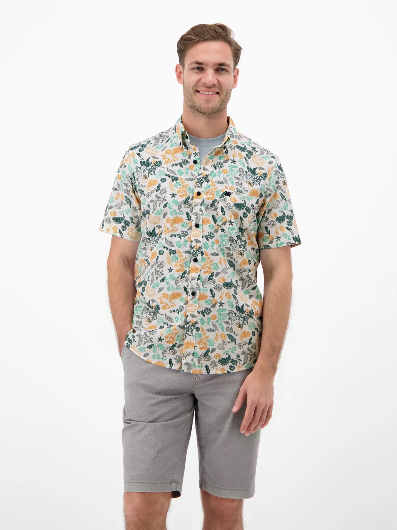LERROS Kurzarmhemd mit sportivem Button-down-Kragen