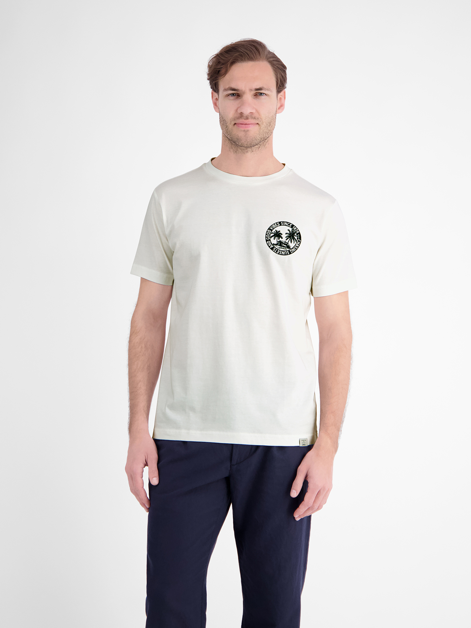 LERROS Lässiges, unifarbenes T-Shirt aus reiner Baumwolle mit Print