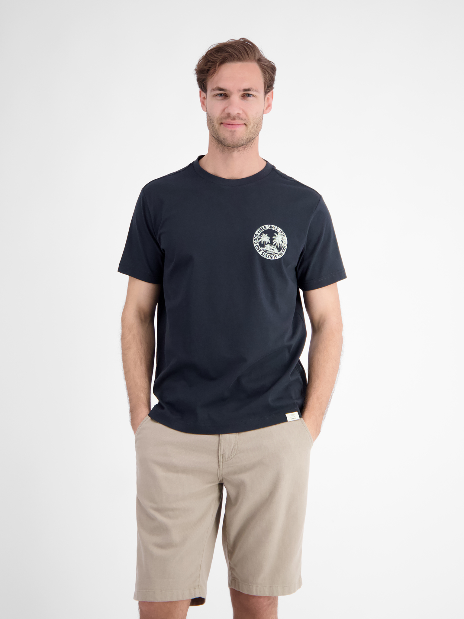 LERROS Lässiges, unifarbenes T-Shirt aus reiner Baumwolle mit Print