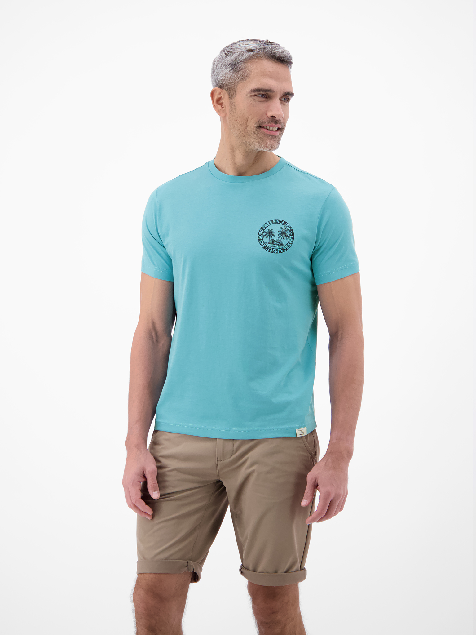 LERROS Lässiges, unifarbenes T-Shirt aus reiner Baumwolle mit Print