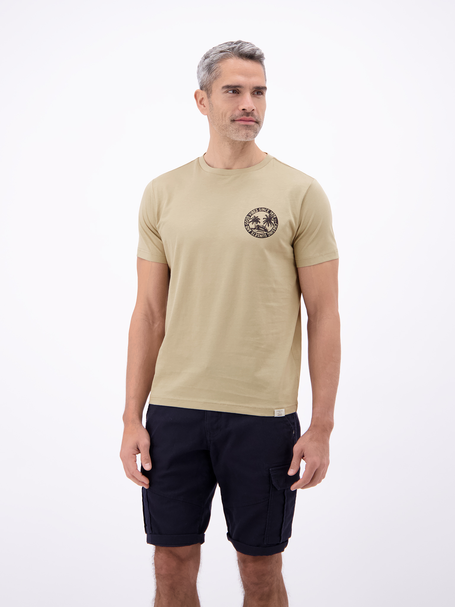 LERROS Lässiges, unifarbenes T-Shirt aus reiner Baumwolle mit Print