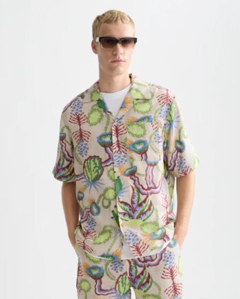 Scotch & Soda Kurzarmhemd aus Tencel mit Print und Relaxed Fit, Hellbraun
