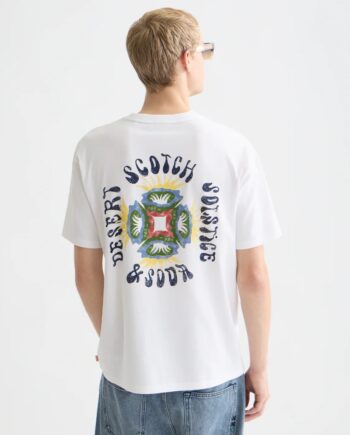 Scotch & Soda T-Shirt mit Grafik auf Vorder- und Rückseite und Relaxed Fit, Weiß/Pastell