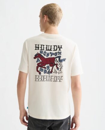 Scotch & Soda T-Shirt mit Grafik auf Vorder- und Rückseite, Regular Fit, Hellbeige