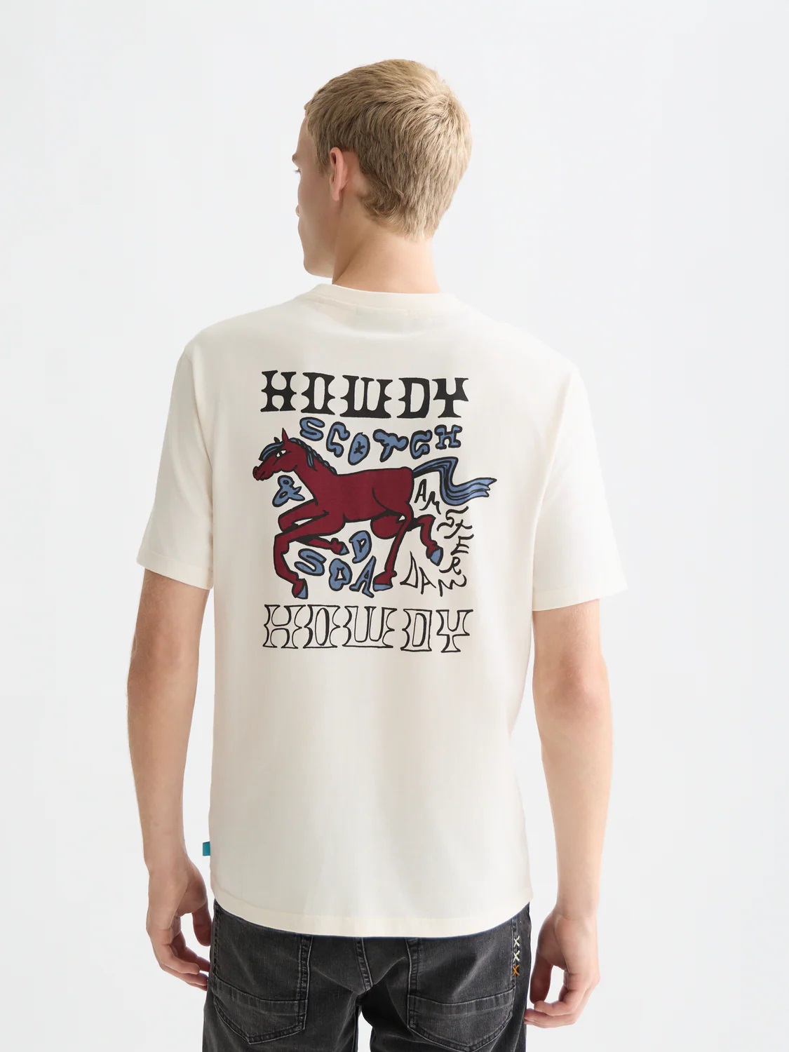 Scotch & Soda T-Shirt mit Grafik auf Vorder- und Rückseite, Regular Fit, Hellbeige