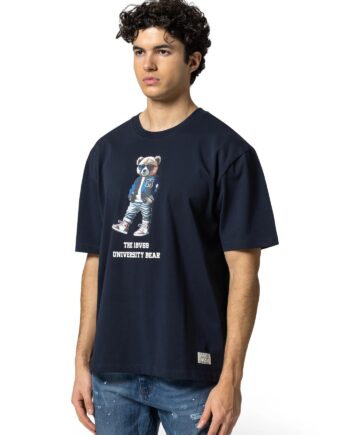 19V69 ITALIA Herren Oversized T-Shirt „Tamaro Bear“ – modernes Shirt mit College-Bärenprint