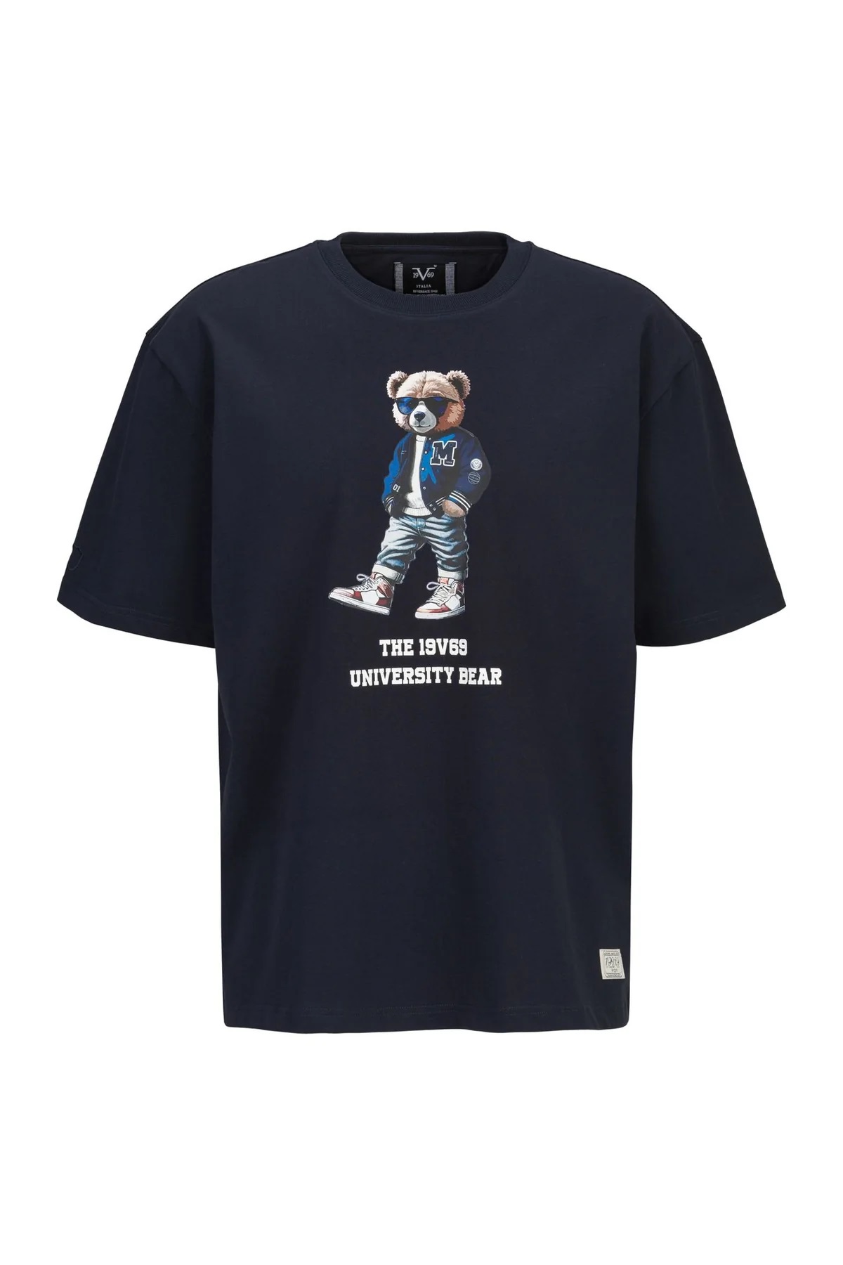 19V69 ITALIA Herren Oversized T-Shirt „Tamaro Bear“ – modernes Shirt mit College-Bärenprint