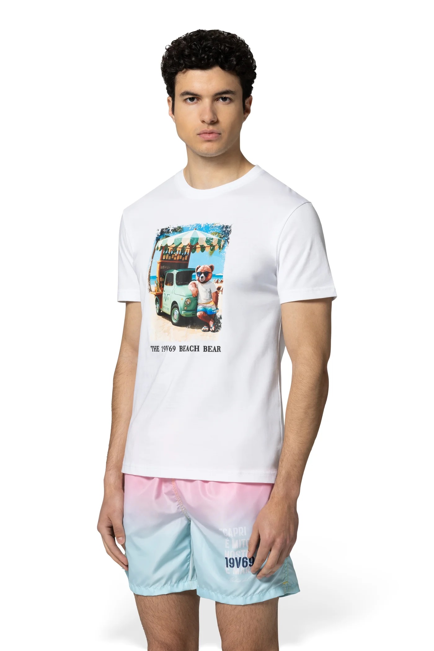 19V69 ITALIA Herren T-Shirt „Rafael Beach“ – klassisches Jersey-Shirt mit sommerlichem Print