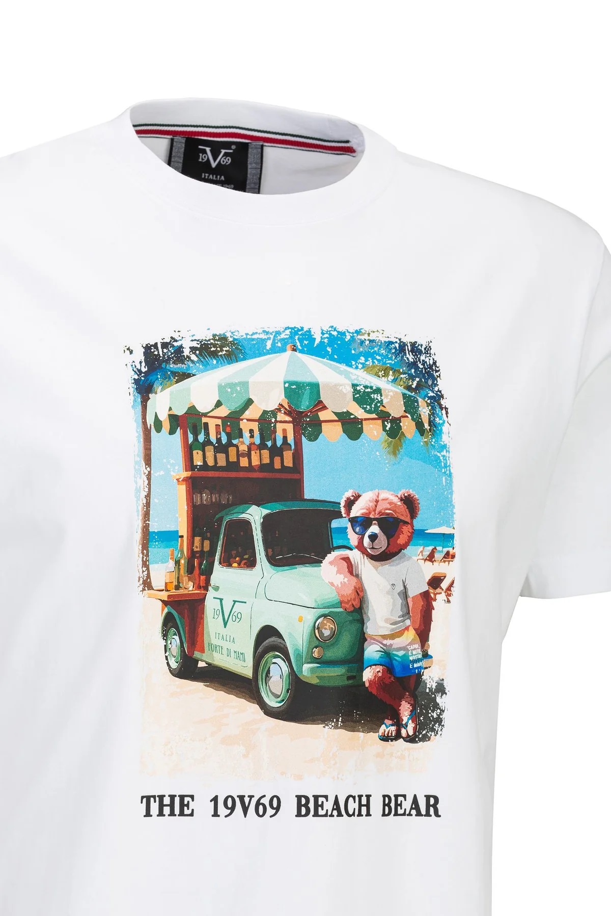 19V69 ITALIA Herren T-Shirt „Rafael Beach“ – klassisches Jersey-Shirt mit sommerlichem Print